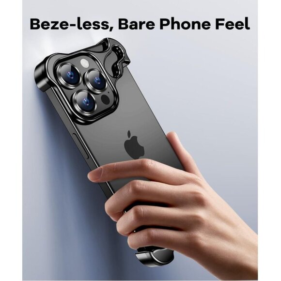 MINIMALIST PHONE CASE Metal Frameless BLACK Case iPhone 15 Pro Max - Picture 4 of 6